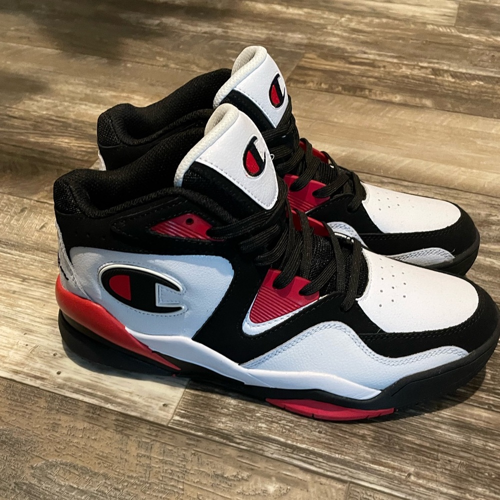 Champion Black and Red Sneakers with Bold Design
